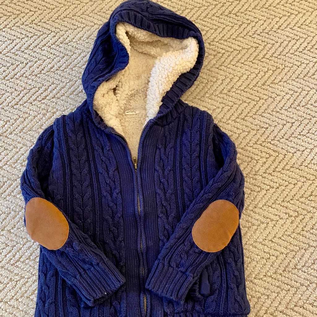 Egg Brand Cable Knit Sherpa Jacket With Elbow Patches